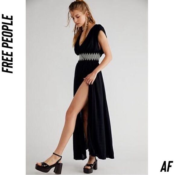 FREE PEOPLE DEVON MAXI DRESS NEW SMALL IN BLACK - Picture 5 of 8